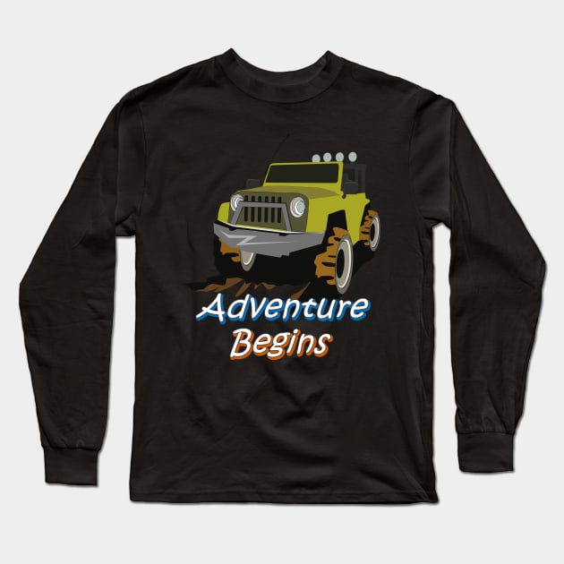 Jeep Adventure Begins Long Sleeve T-Shirt by 1Nine7Nine